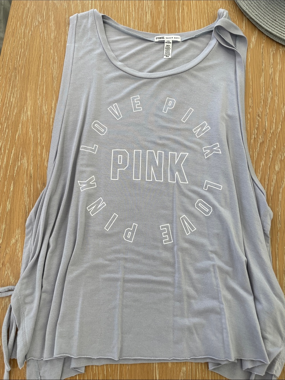 PINK Victoria's Secret Light Lavender Graphic Tank with Side Ties